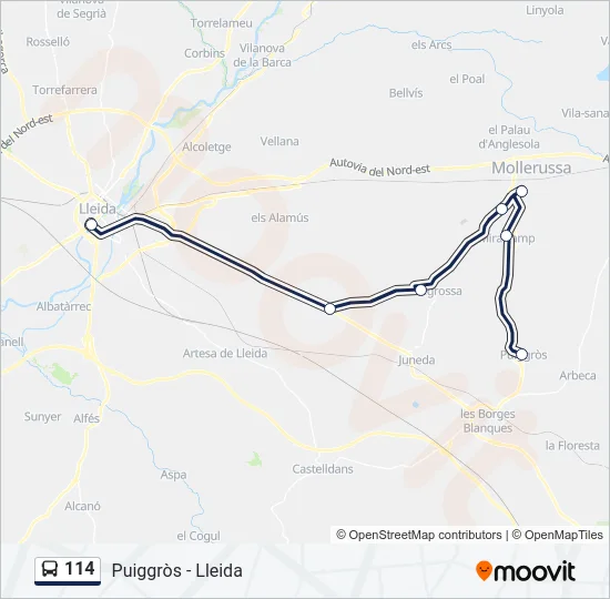 114 Bus Line Map