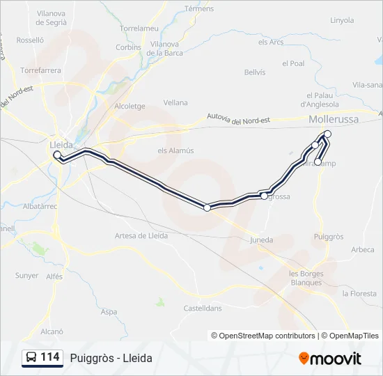 114 Bus Line Map