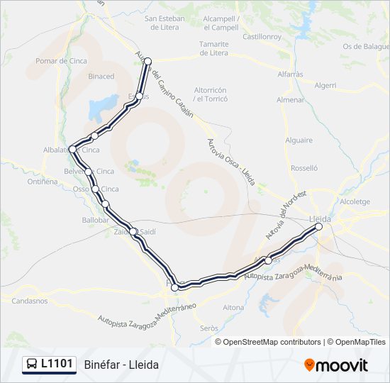 Mapa de L1101 de autobús
