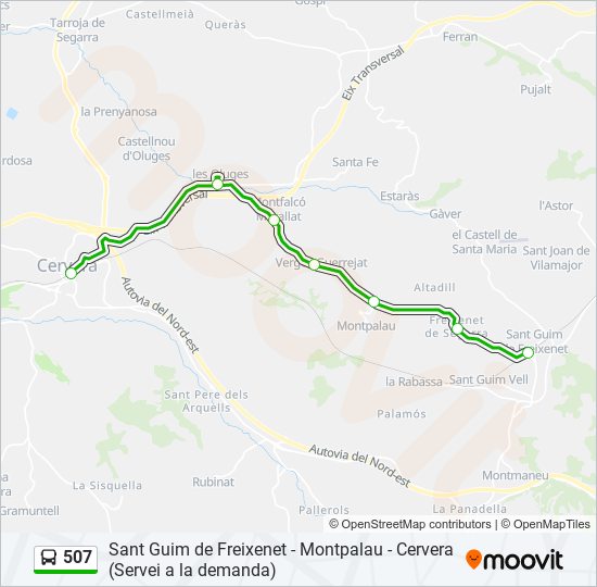 Mapa de 507 de autobús