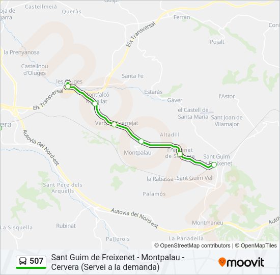Mapa de 507 de autobús