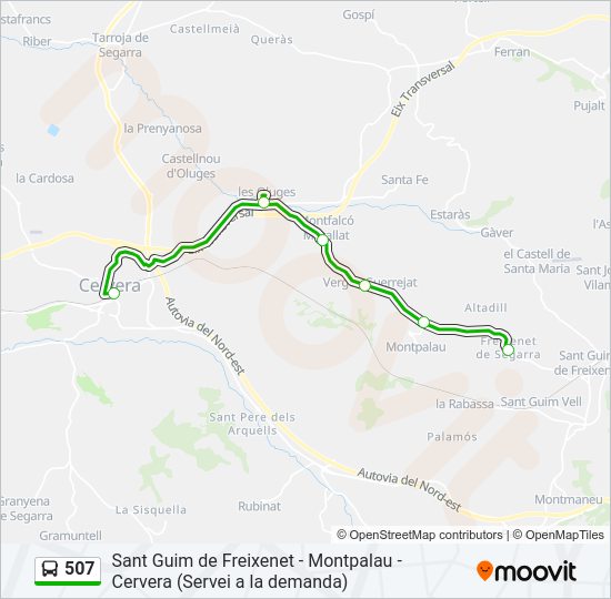 Mapa de 507 de autobús