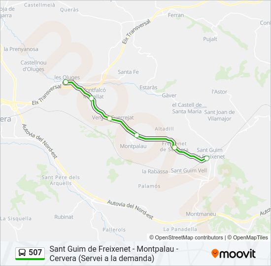 Mapa de 507 de autobús