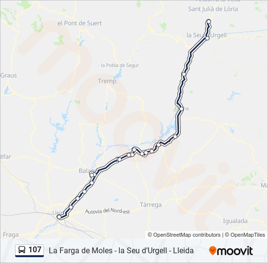 Mapa de 107 de autobús