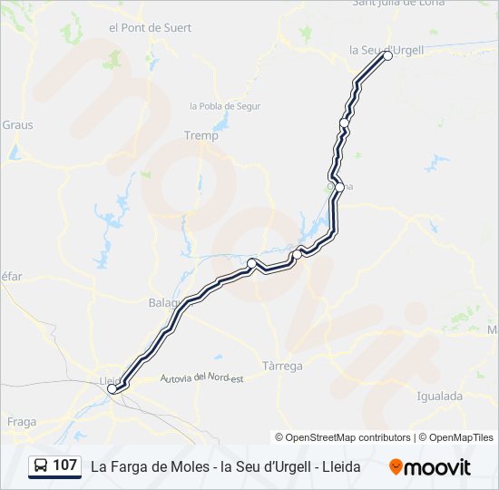 Mapa de 107 de autobús