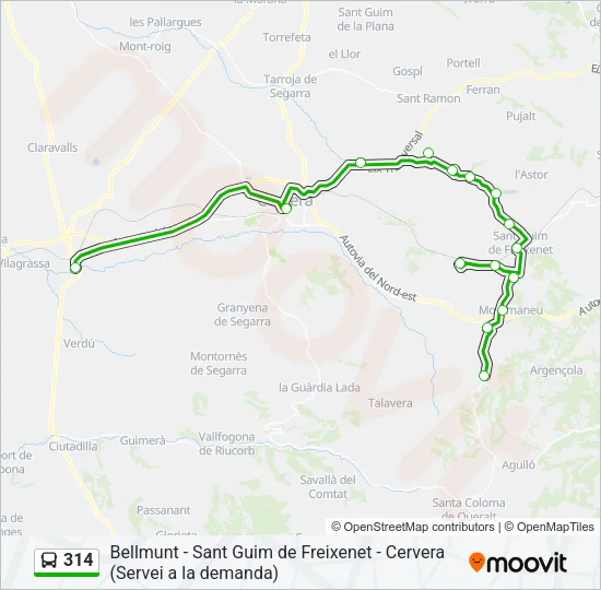 314 Bus Line Map