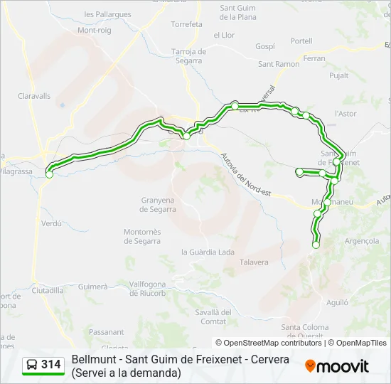 314 Bus Line Map