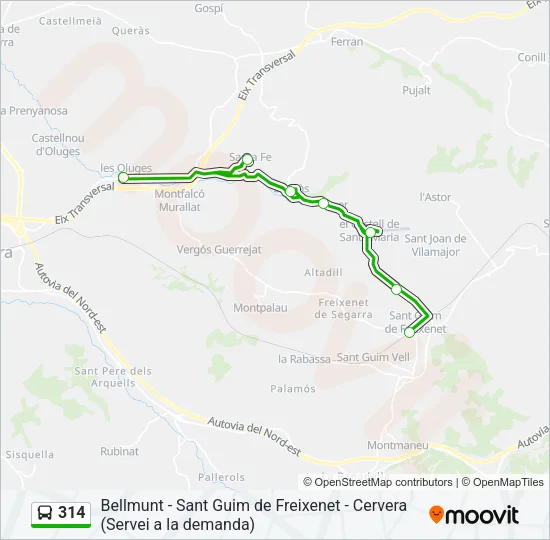 314 Bus Line Map