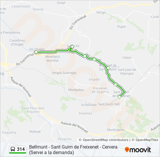 314 bus Line Map