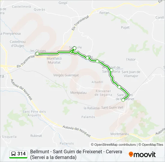 314 Bus Line Map
