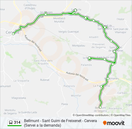 314 bus Line Map