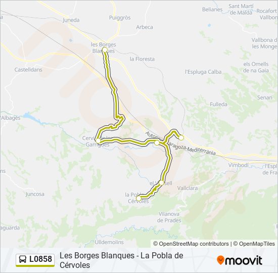 Mapa de L0858 de autobús