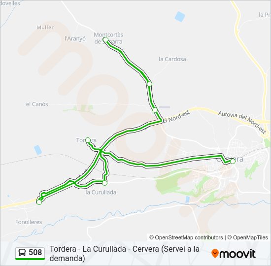 Mapa de 508 de autobús