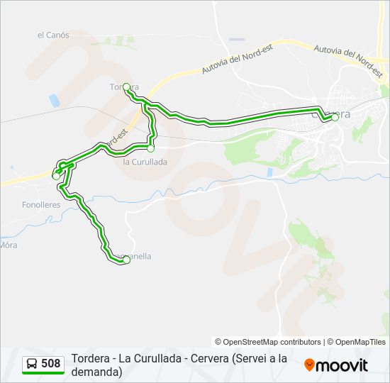 Mapa de 508 de autobús