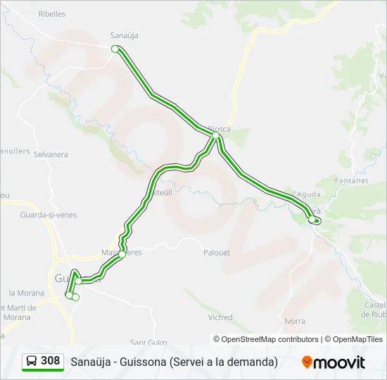 308 Bus Line Map