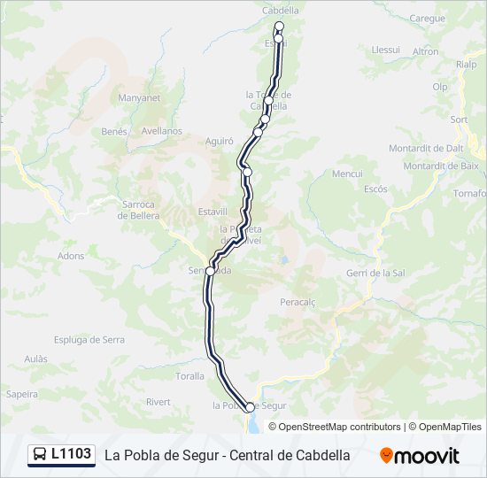 Mapa de L1103 de autobús