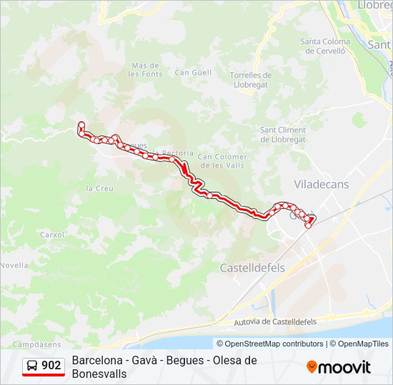 Mapa de 902 de autobús