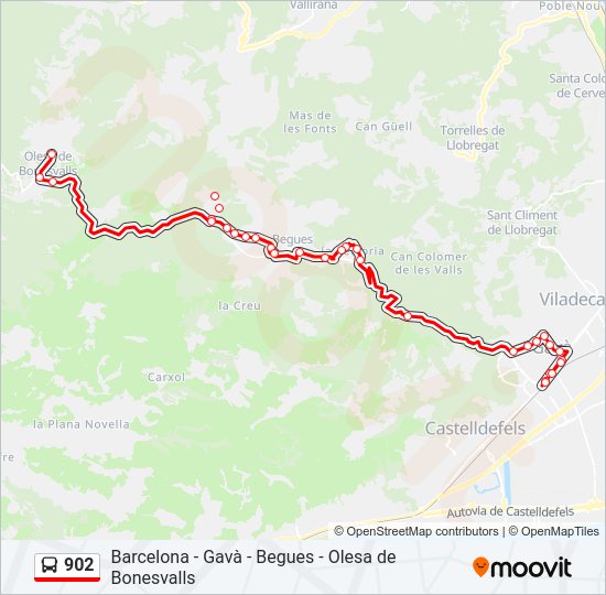 Mapa de 902 de autobús