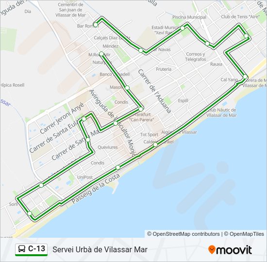 Mapa de C-13 de autobús