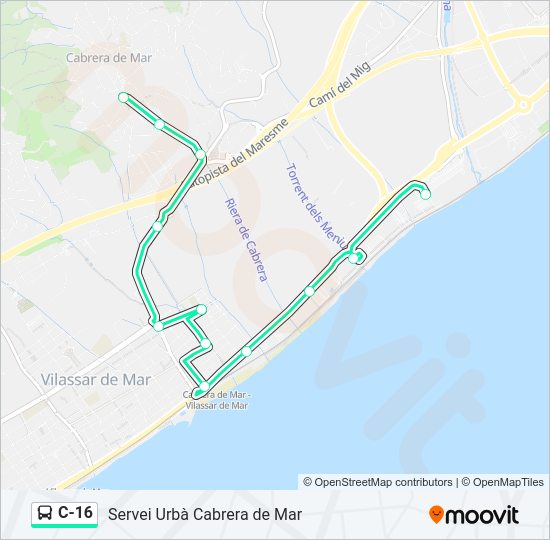 Mapa de C-16 de autobús