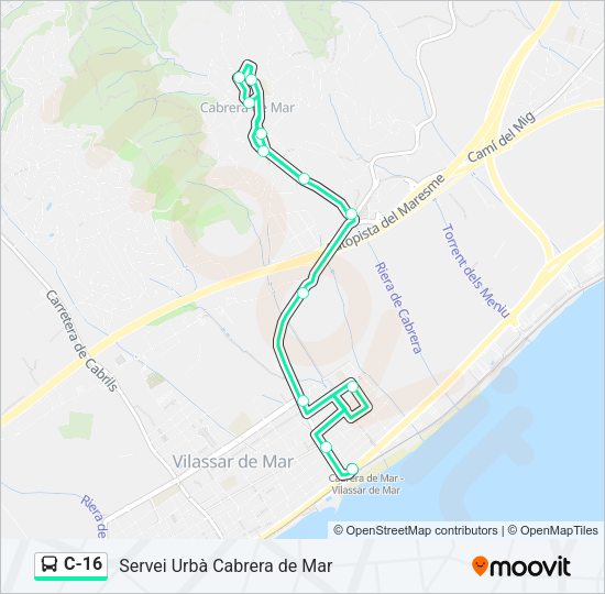 Mapa de C-16 de autobús