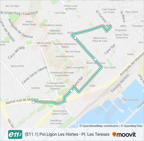 Mapa de E11.1 de autobús