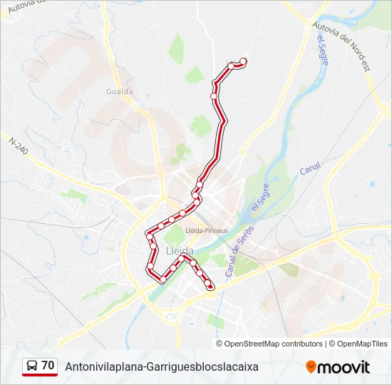 70 Bus Line Map