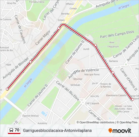 70 Bus Line Map