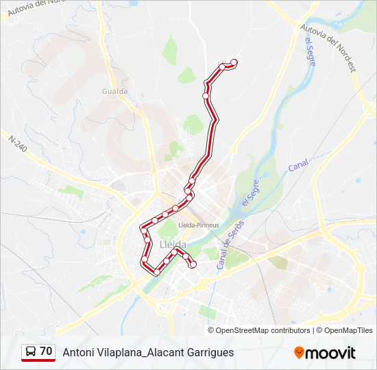 70 Bus Line Map