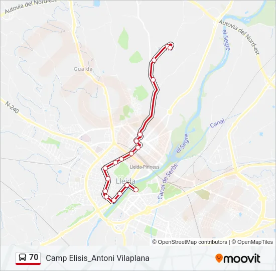 70 Bus Line Map