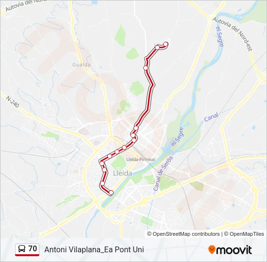 70 Bus Line Map