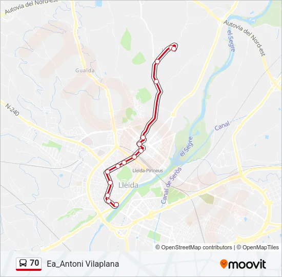 70 Bus Line Map