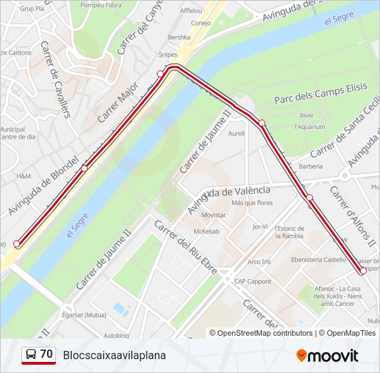 Mapa de 70 de autobús