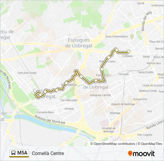 M5A Bus Line Map