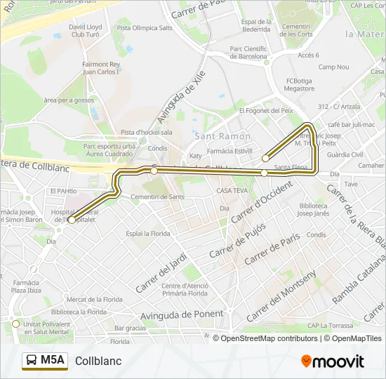 M5A Bus Line Map