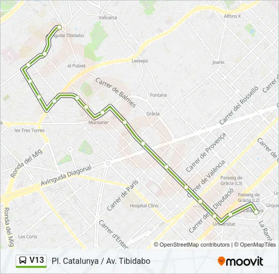 V13 Bus Line Map