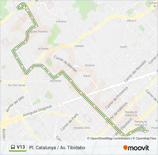 V13 Bus Line Map