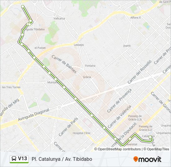 Mapa de V13 de autobús