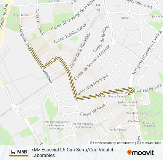 M5B Bus Line Map