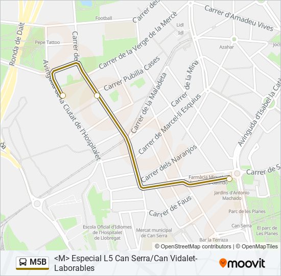 M5B bus Mapa de línia