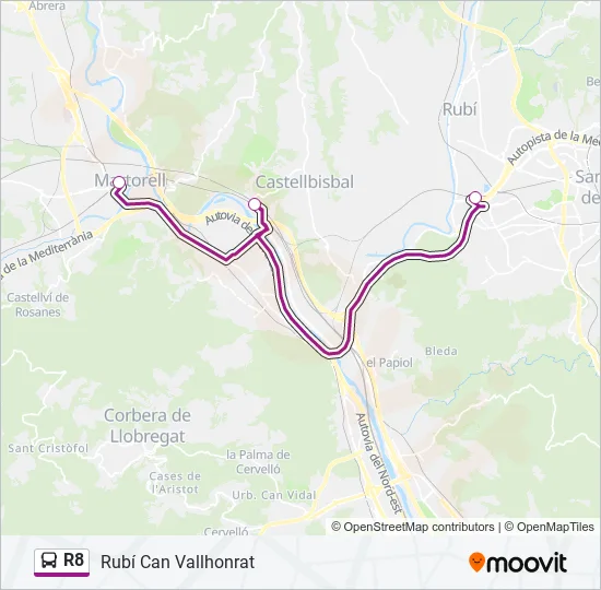 R8 Bus Line Map