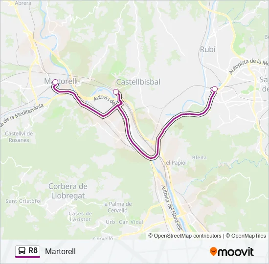 R8 Bus Line Map