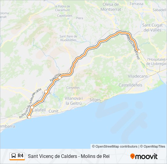 Mapa de R4 de autobús