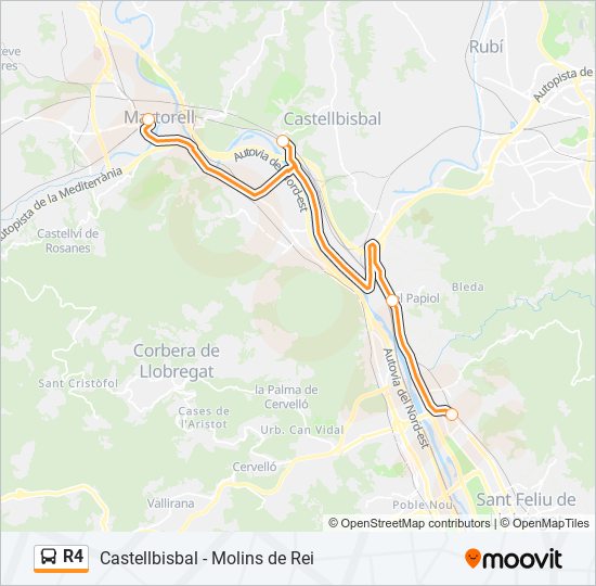 R4 Bus Line Map