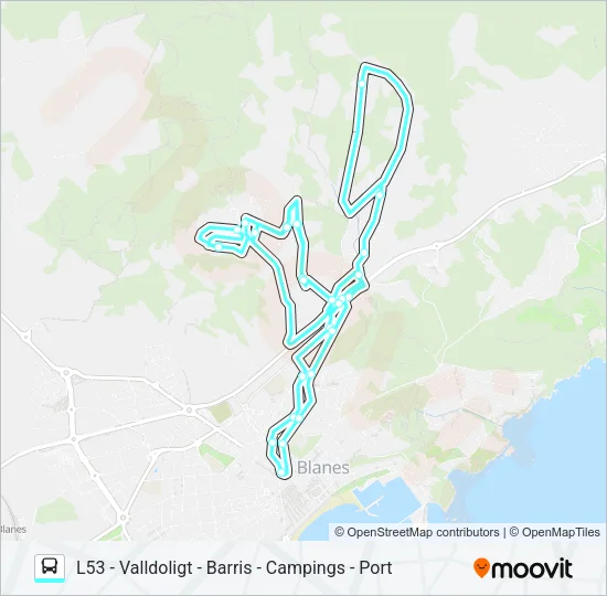 L53 BLANES Bus Line Map