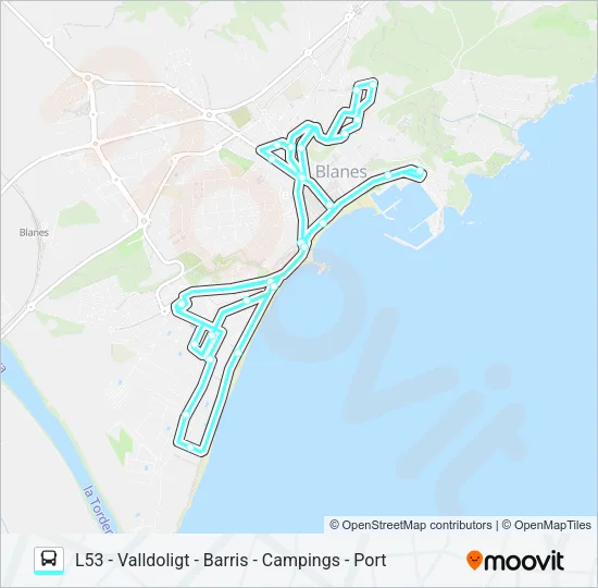 L53 BLANES Bus Line Map