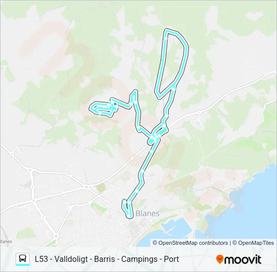 L53 BLANES Bus Line Map