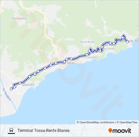 Mapa de L69 T/LL/B de autobús