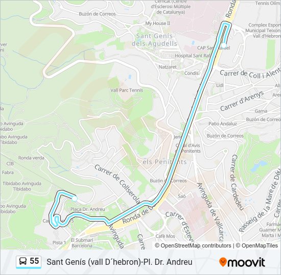Mapa de 55 de autobús