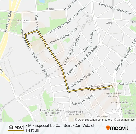 M5C Bus Line Map